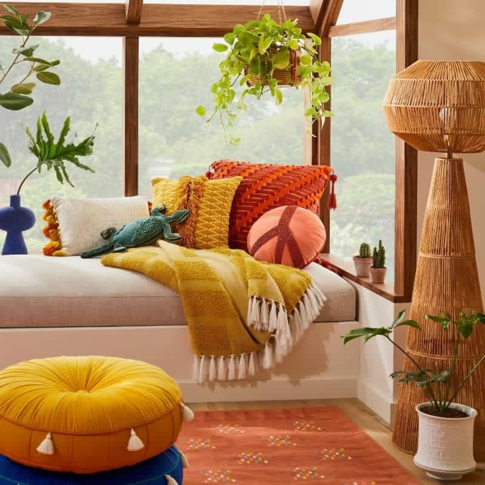 Geometric Patterned Chunky Woven Throw Blanket Ye… - image 4